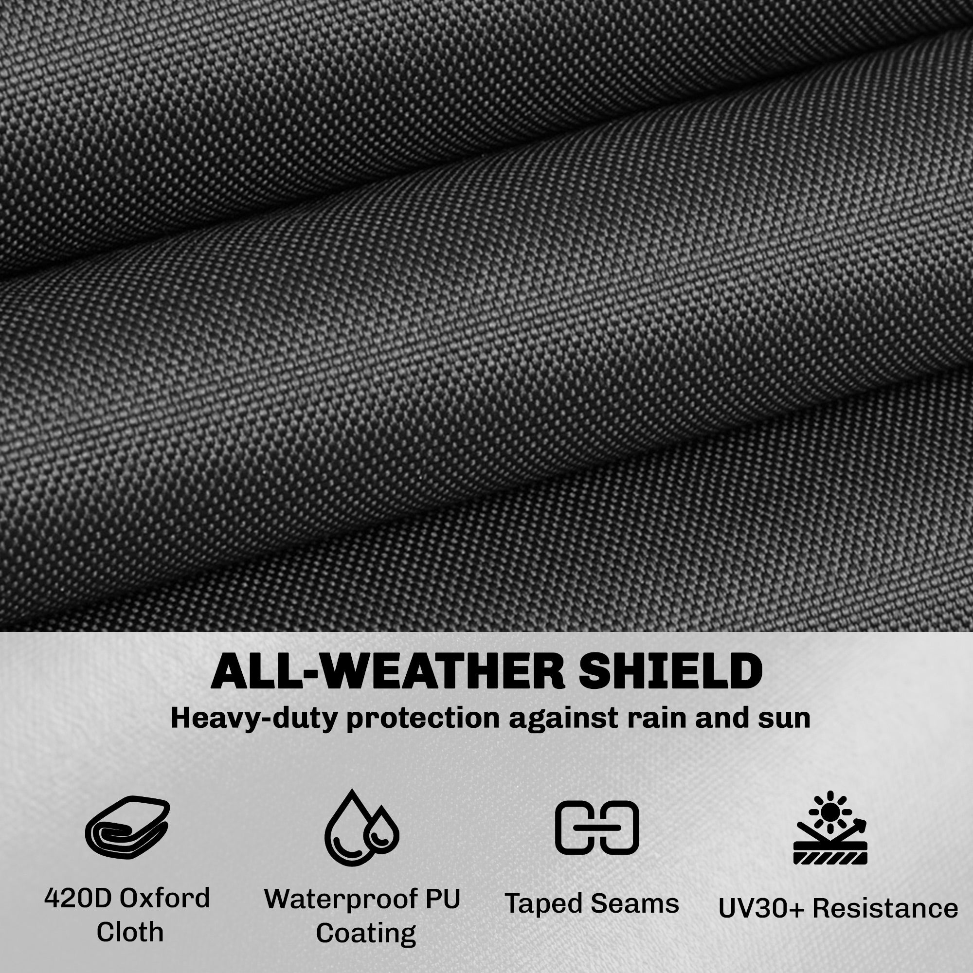 Garden Furniture Cover, Waterproof Patio Furniture Cover with Air Vent, 420D Oxford Fabric, 125 x 125 x 74 cm, Black