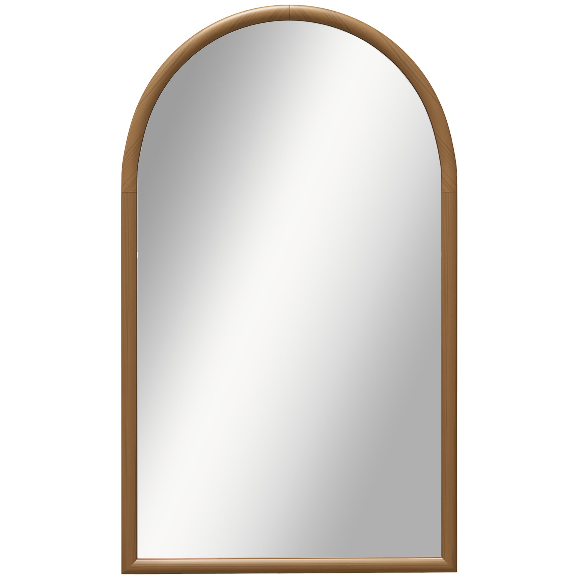 110 x 65cm Wooden Arched Mirror - Natural Finish