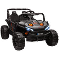 12V Ride On Truck with Remote, 4 Suspension Wheels, Horn, Lights, Music, USB for Ages 3-5 - Black