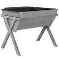 Wooden Raised Garden Bed with Bed Liner, Elevated Planter Box with Legs, Light Grey