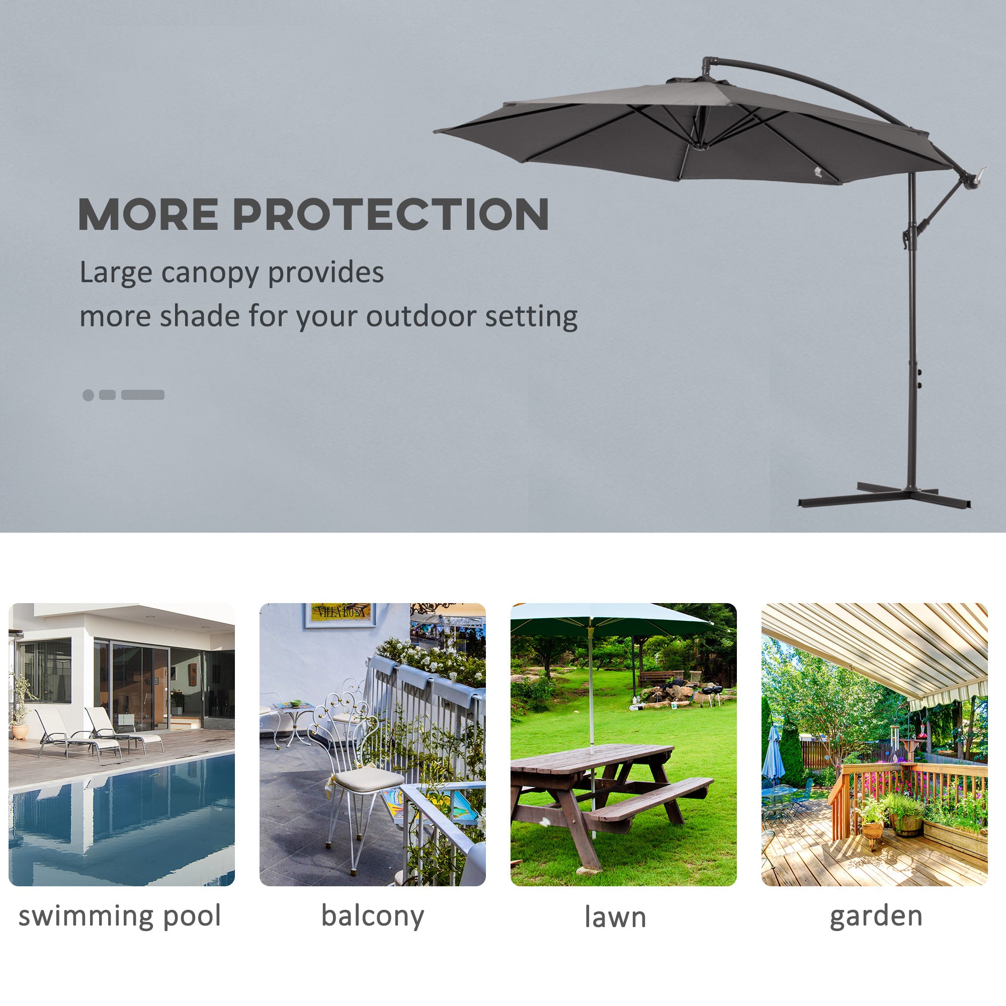 Cantilever Umbrella Parasol Hanging Banana Steel Dark Grey 3M Patio