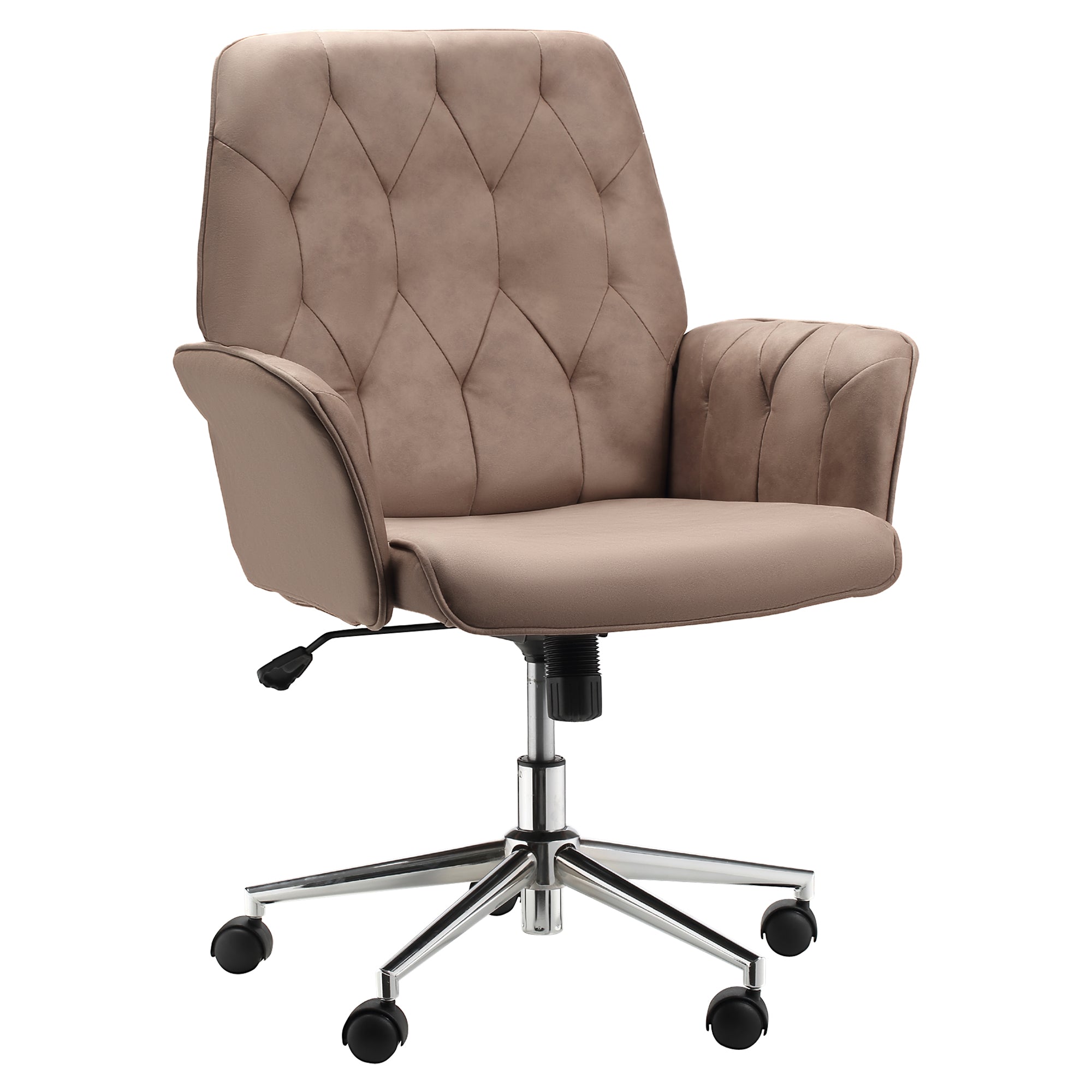 Office Desk Chair, Microfibre Vanity Chair with Adjustable Height, Armrest, Swivel Chair for Home, Coffee