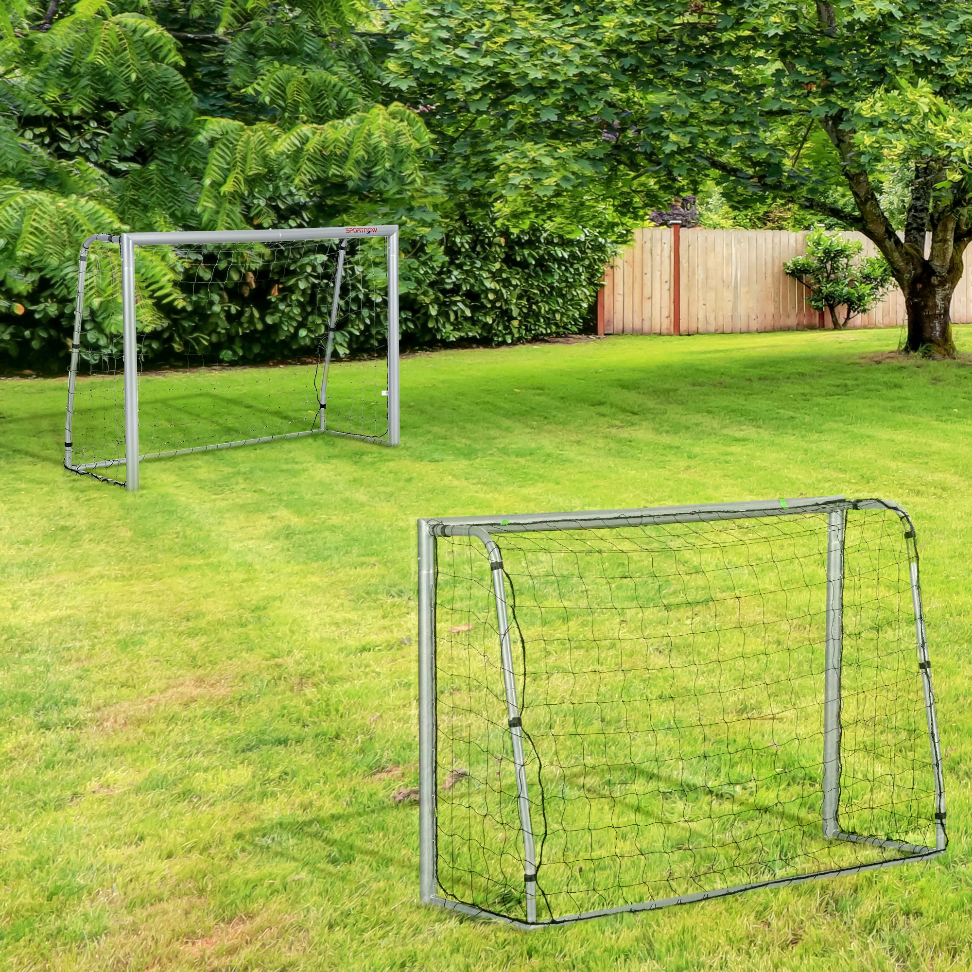 6ft x 4ft Football Goal, Set of 2 Football Net for Garden, Training Goal with Ground Stakes, Steel Frame