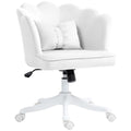 Velvet-Feel Petal Back Office Chair with Lumbar Support - White