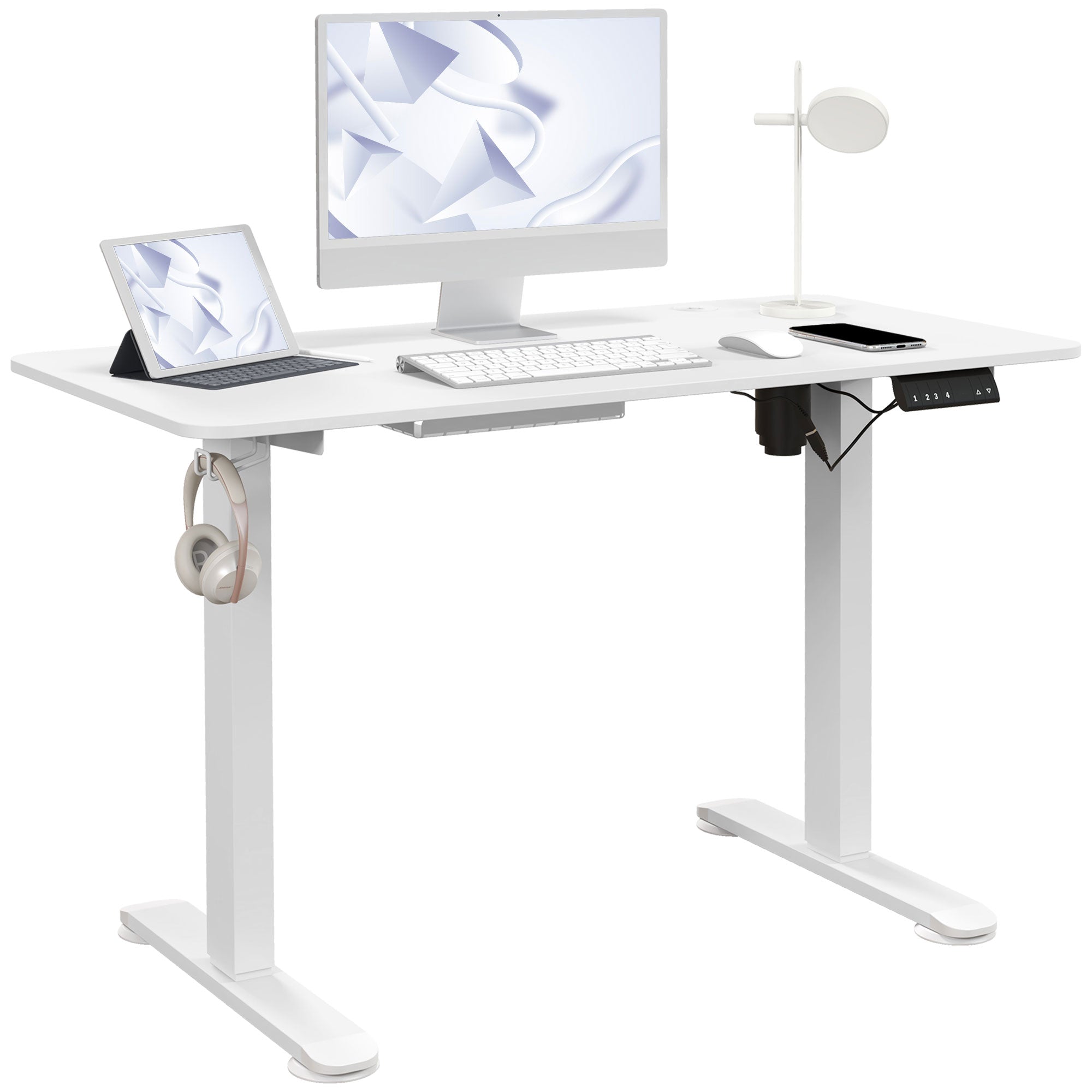 72-116cm Adjustable Electric Standing Desk, 120 x 60cm Tabletop - White