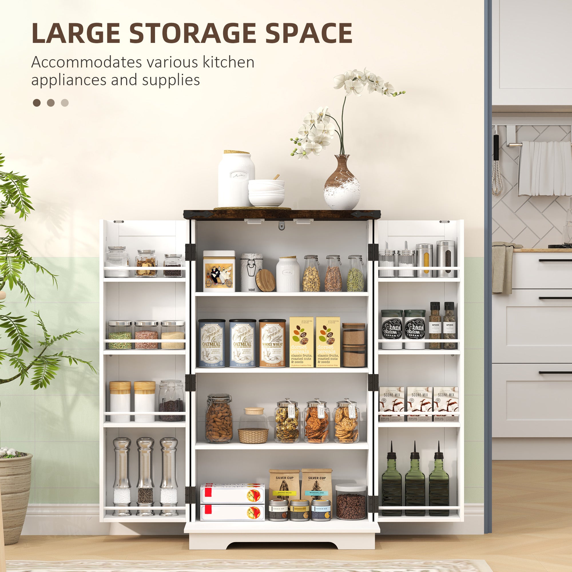 Multi-Storage Farmhouse Style Cabinet - White
