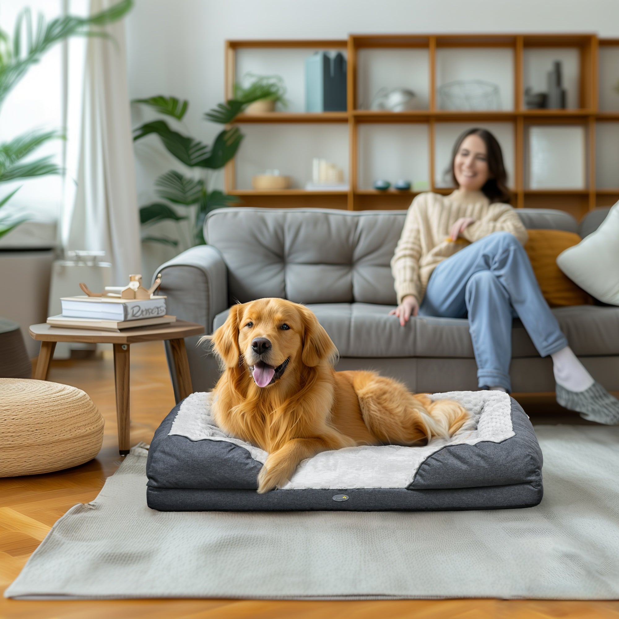 Calming Dog Bed Pet Mattress w/ Removable Cover, Anti-Slip Bottom, for Large Dogs, 120L x 80W x 22Hcm - Charcoal Grey