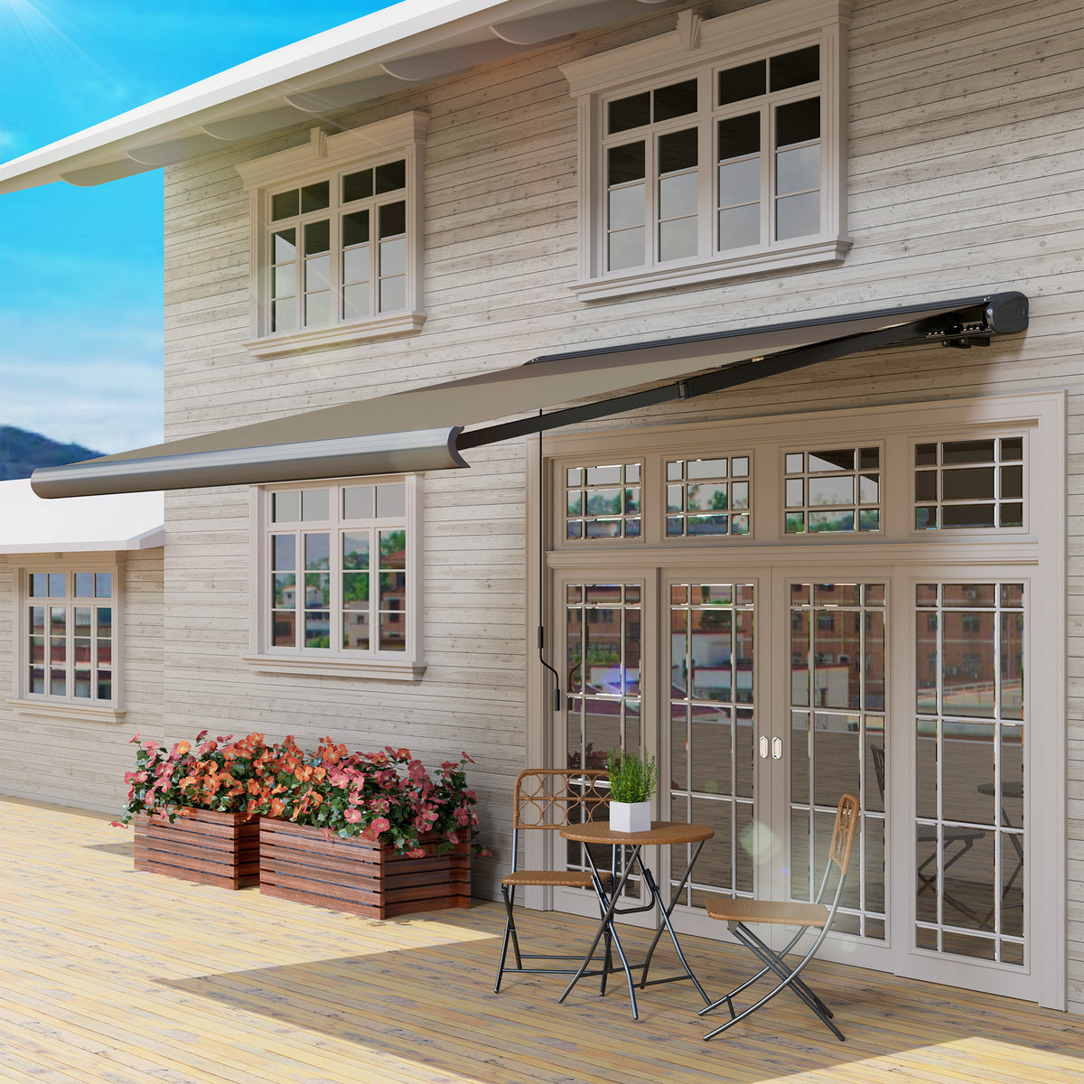 3 Metre Electric Retractable Awning with Aluminium Frame - Light Grey