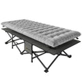 Camping Cot with Soft Pad, 80cm Extra Wide Folding Cots with Side Pocket and Carry Bag, Grey