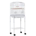 Bird Cage Budgie Cages for Finch Canary Parakeet with Stand Wheels Slide-out Tray Accessories Storage Shelf, White