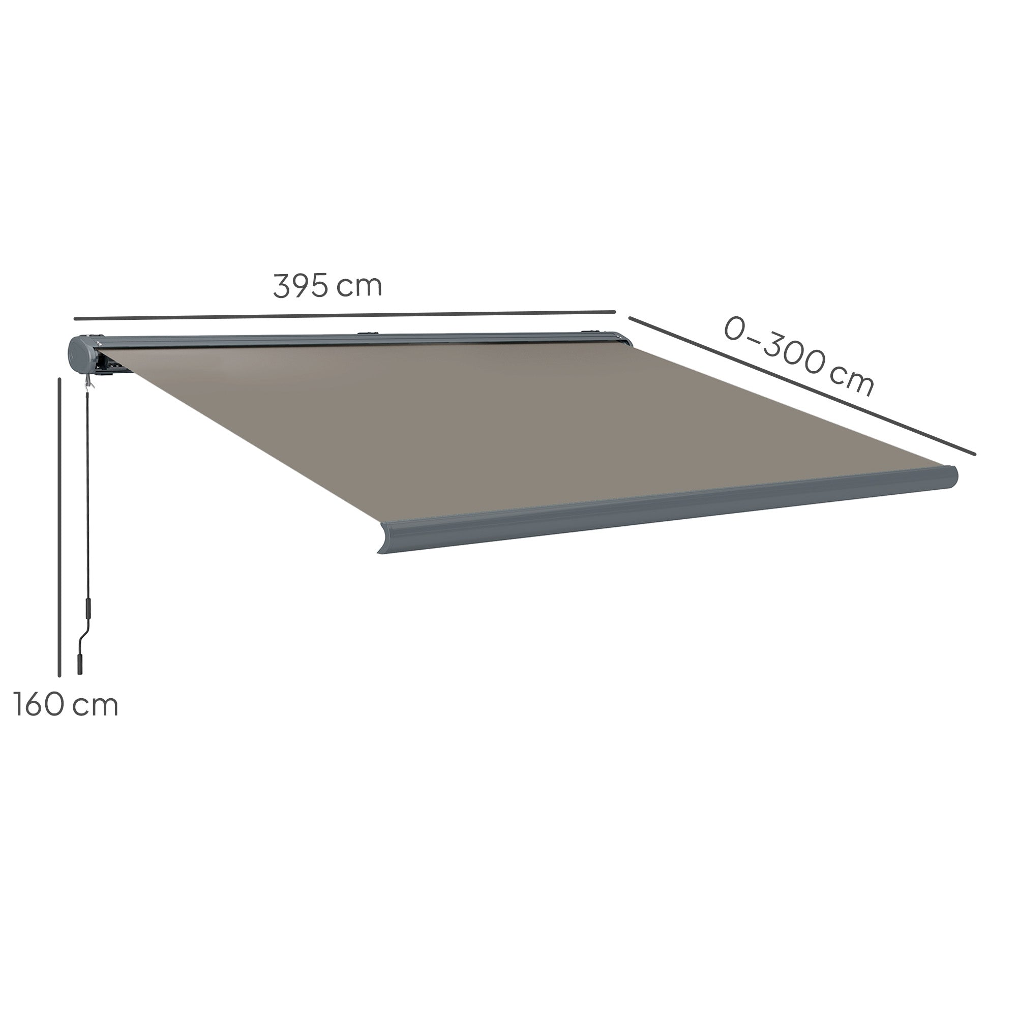 4 Metre Full Cassette Electric Retractable Awning with Remote Control - Light Grey