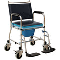 3-In-1 Commode, Shower, and Wheelchair with Wheels - Black