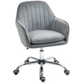 Velvet-Feel Swivel Office Desk Chair with Adjustable Height and Wheels - Grey
