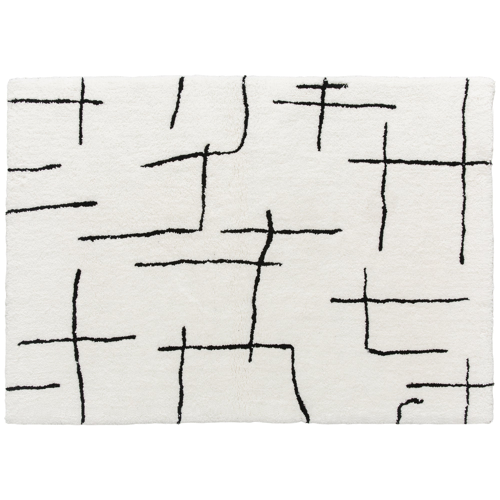 Modern Fluffy Area Rug, Geometric Pattern Washable Rug, Soft High Pile Floor Carpet for Living Room, Bedroom, Dining Room, Home Office, 170 x 120 cm, Cream