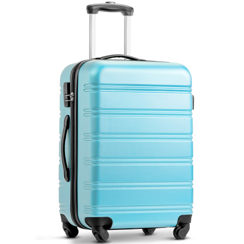 28" 4-Wheel ABS Hard Shell Travel Trolley Suitcase with Adjustable Handle, Luggage with Secure Lock, 52L × 32W × 78H cm, Skyblue