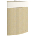 Bamboo Laundry Basket with Lid, 55L Corner Laundry Hamper with Removable Washable Liner Bag, Bathroom Triangle Washing Basket, 35 x 35 x 60 cm, Nature Wood Finish