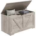 100L Home Storage Box with Safety Hinges - Grey Wood-Effect