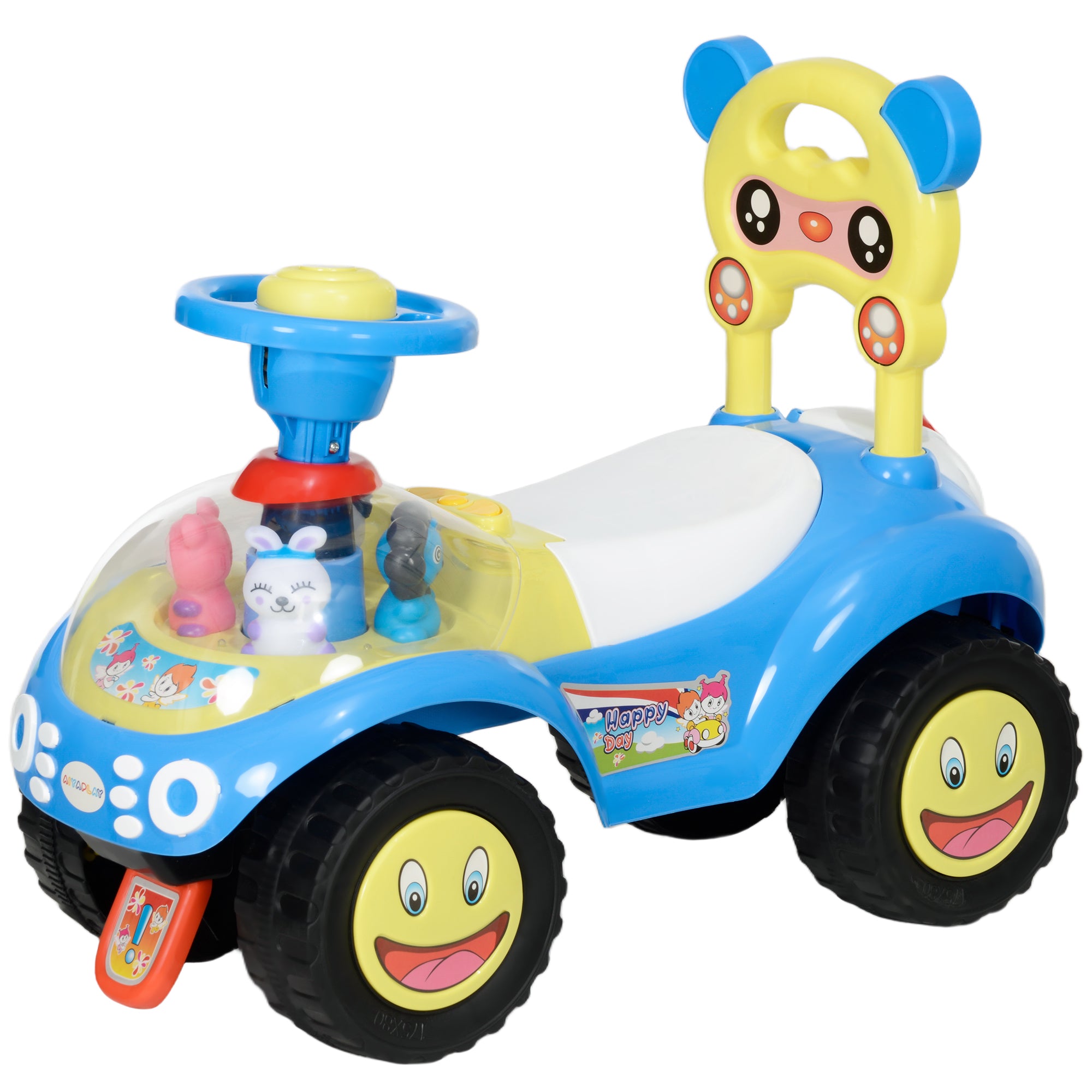 Foot to Floor oddler Ride on Toy w/ Music, Light, Horn, Under Seat Storage, Anti-Over-Backwards Device, Blue