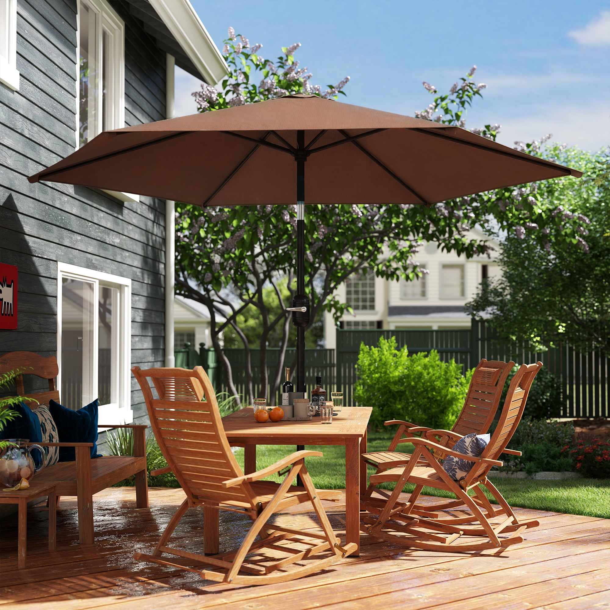 free standing patio umbrella uk 2.6 m Garden Parasol Umbrella with Aluminium Pole, Outdoor Patio Umbre