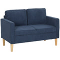 Small Two-Seater Corduroy Sofa with Storage - Blue