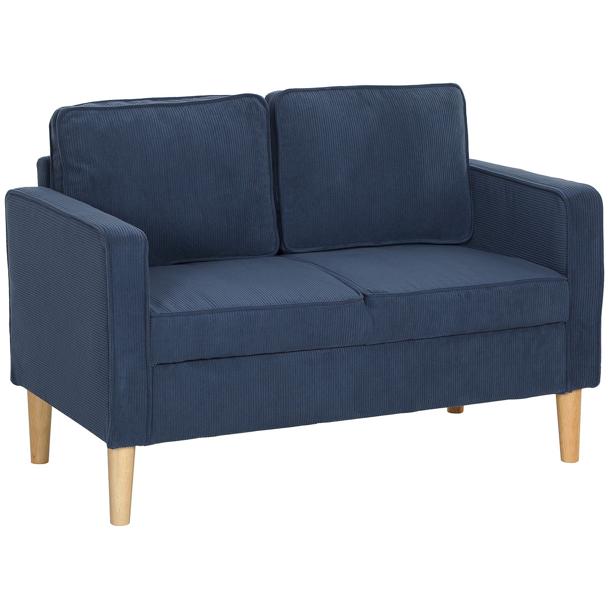 Small Two-Seater Corduroy Sofa - Blue