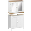 Bathroom Furniture Set with Wall-Mounted Mirror Cabinet and Storage Vanity - White and Wood Grain