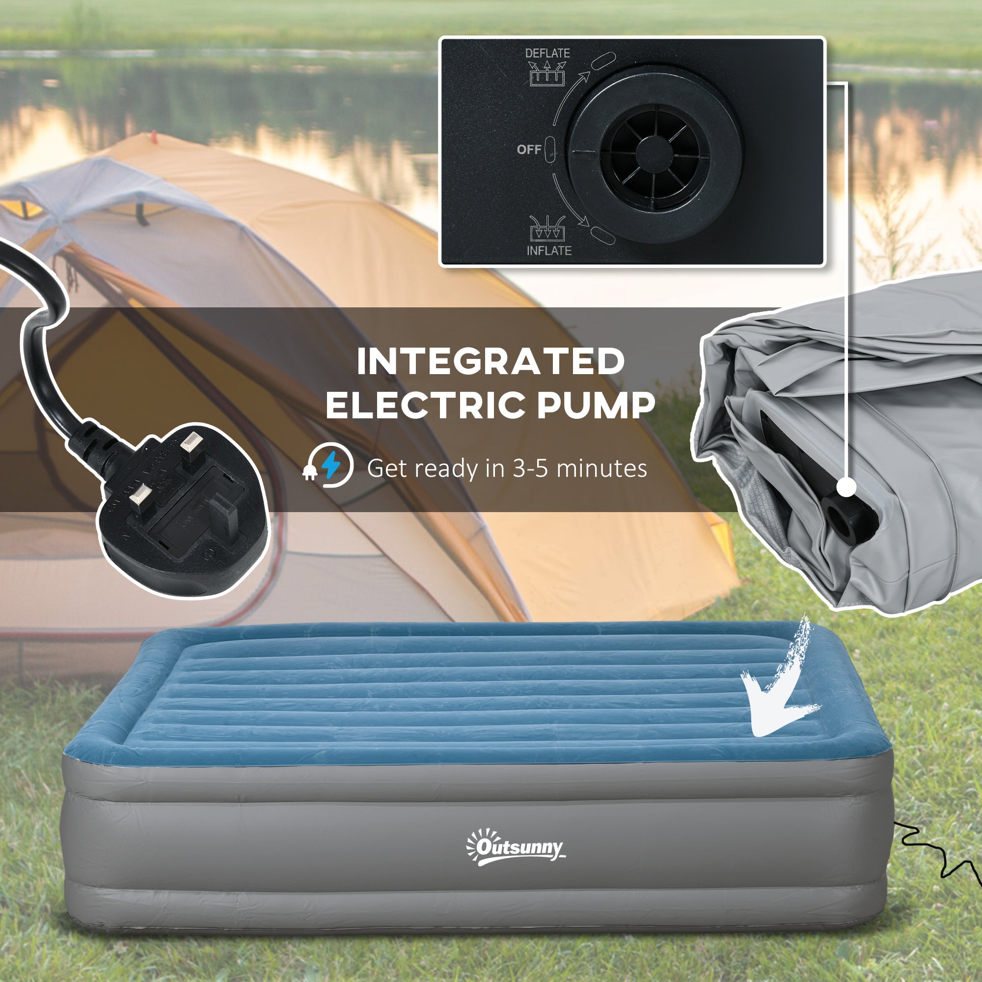 King Size Inflatable Mattress with Built-In Electric Pump - Comfortable and Durable