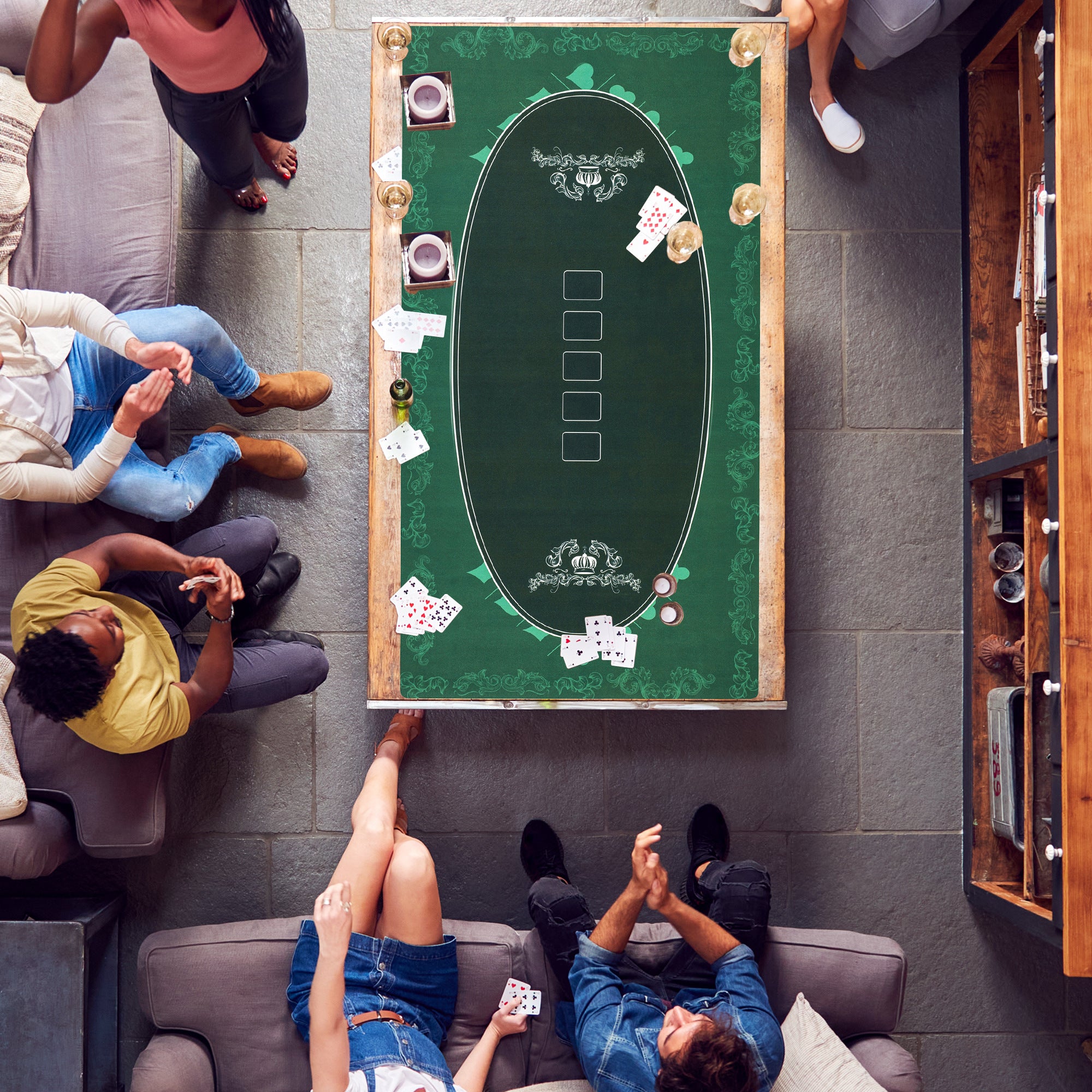 239.3 x 115.5 cm Professional Texas Hold'em Poker Mat 12 Player Water-Resistant Poker Table Top Rubber Poker Table Mat with Felt Surface Carry Bag, Green