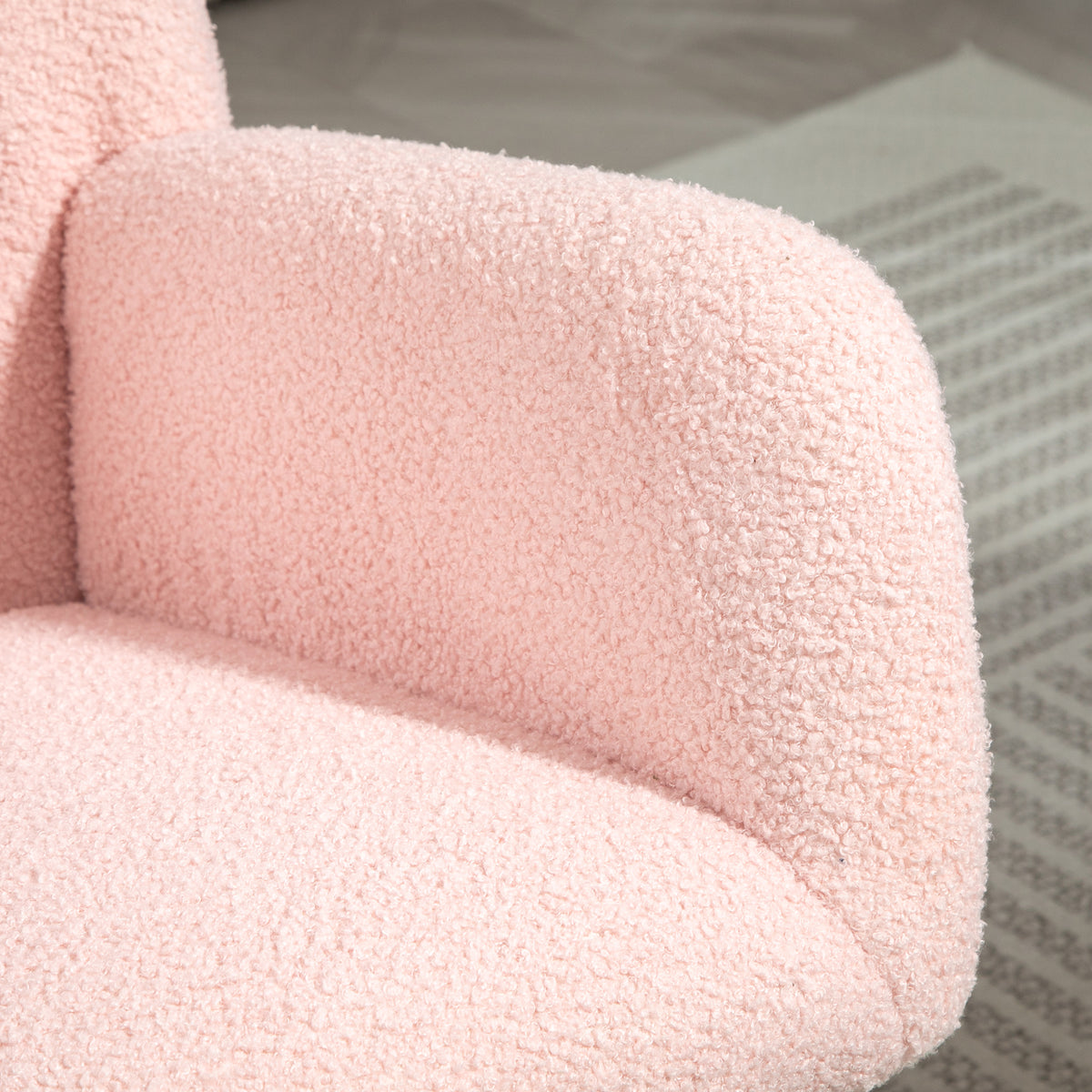 Teddy Fleece Rocking Chair with Cushioned Seat and Back Support - Pink