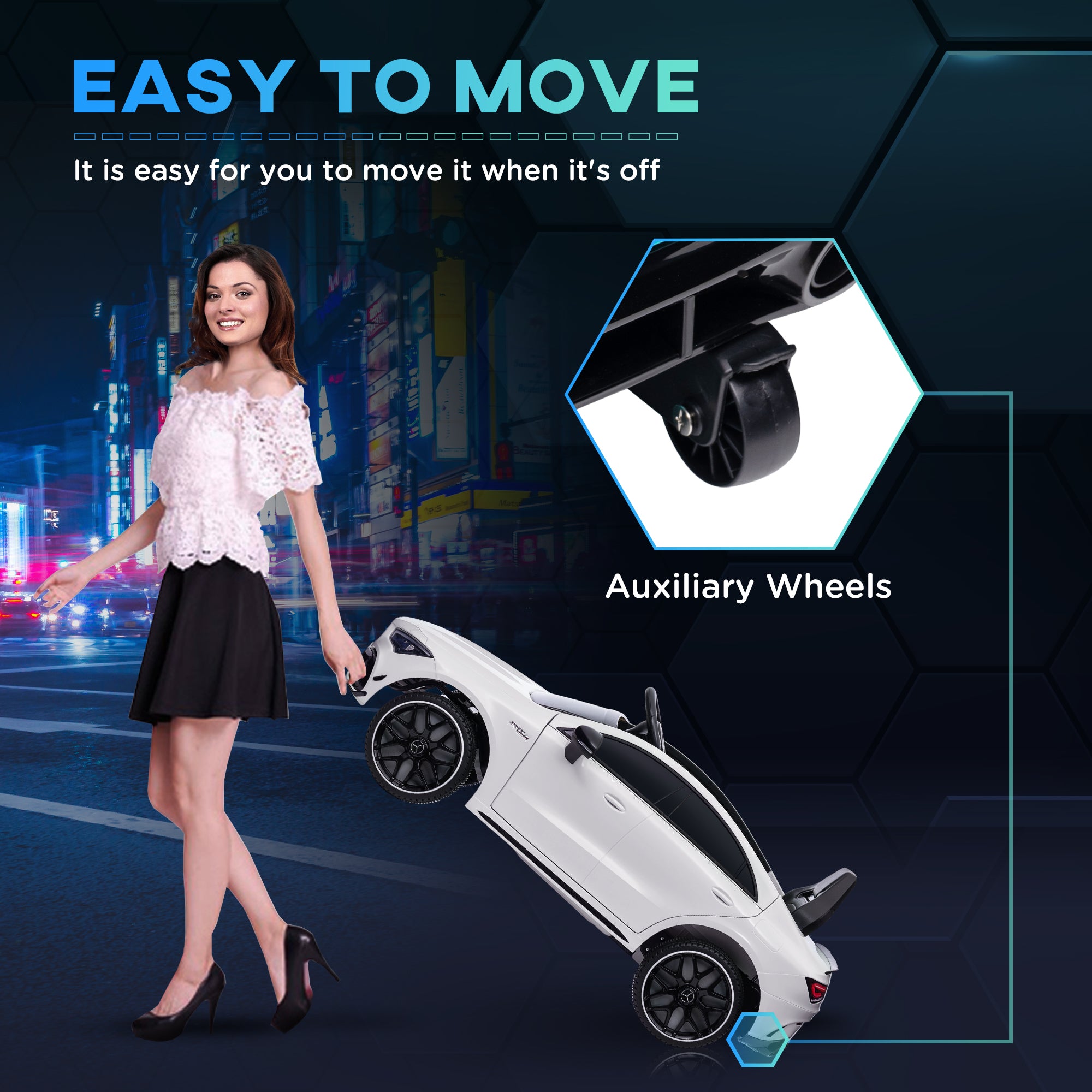 Mercedes-Benz AMG CLA 45 Licensed 12V Kids Electric Car Ride on Car w/ Remote, Suspension Lights Music Horn - White