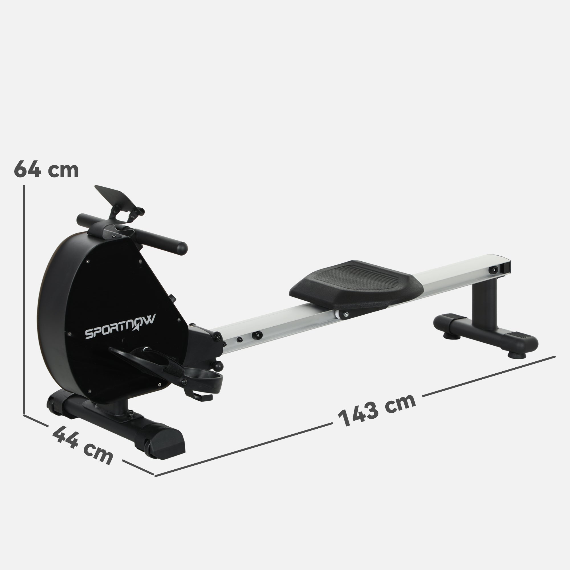 Folding Magnetic Rowing Machine with Dual Aluminium Slide Rail - Black