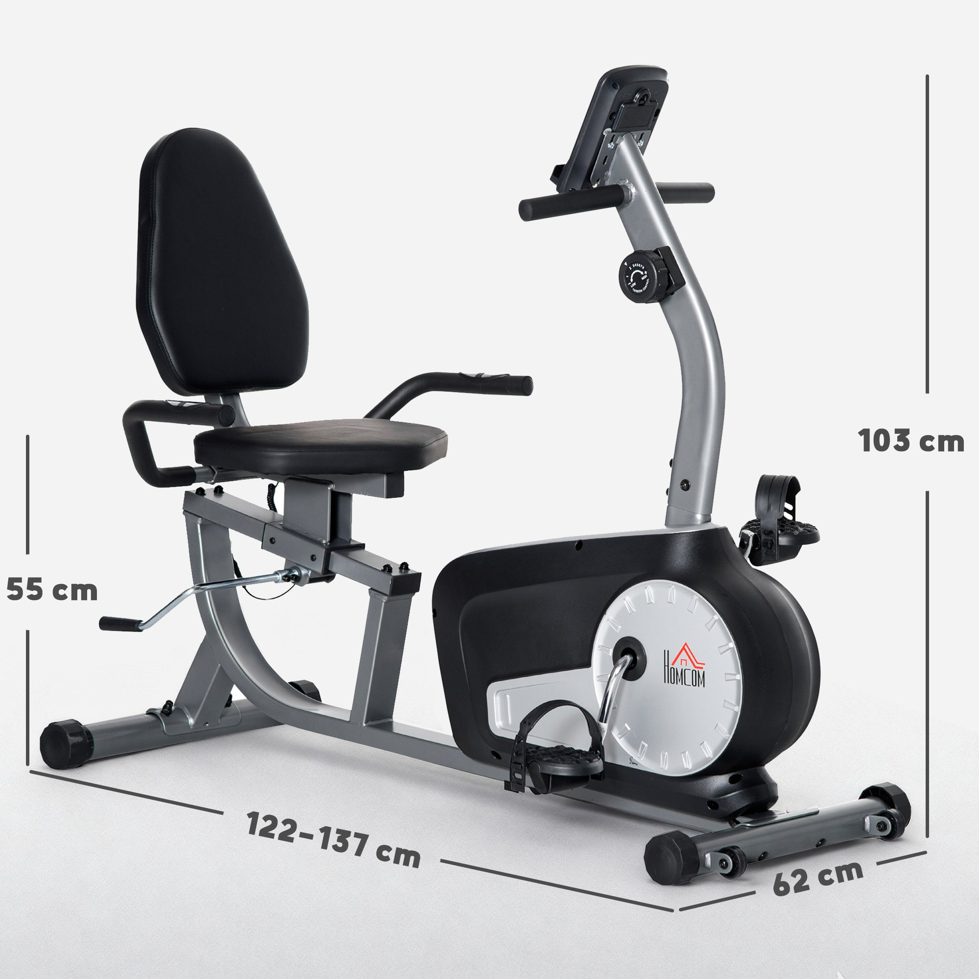 Exercise Bike with LCD Display, Stationary Bike with Quiet 8-Level Magnetic Resistance, Adjustable Seat and Backrest, Indoor Cycling Exercise Equipment for Home Gym Fitness Workout Training
