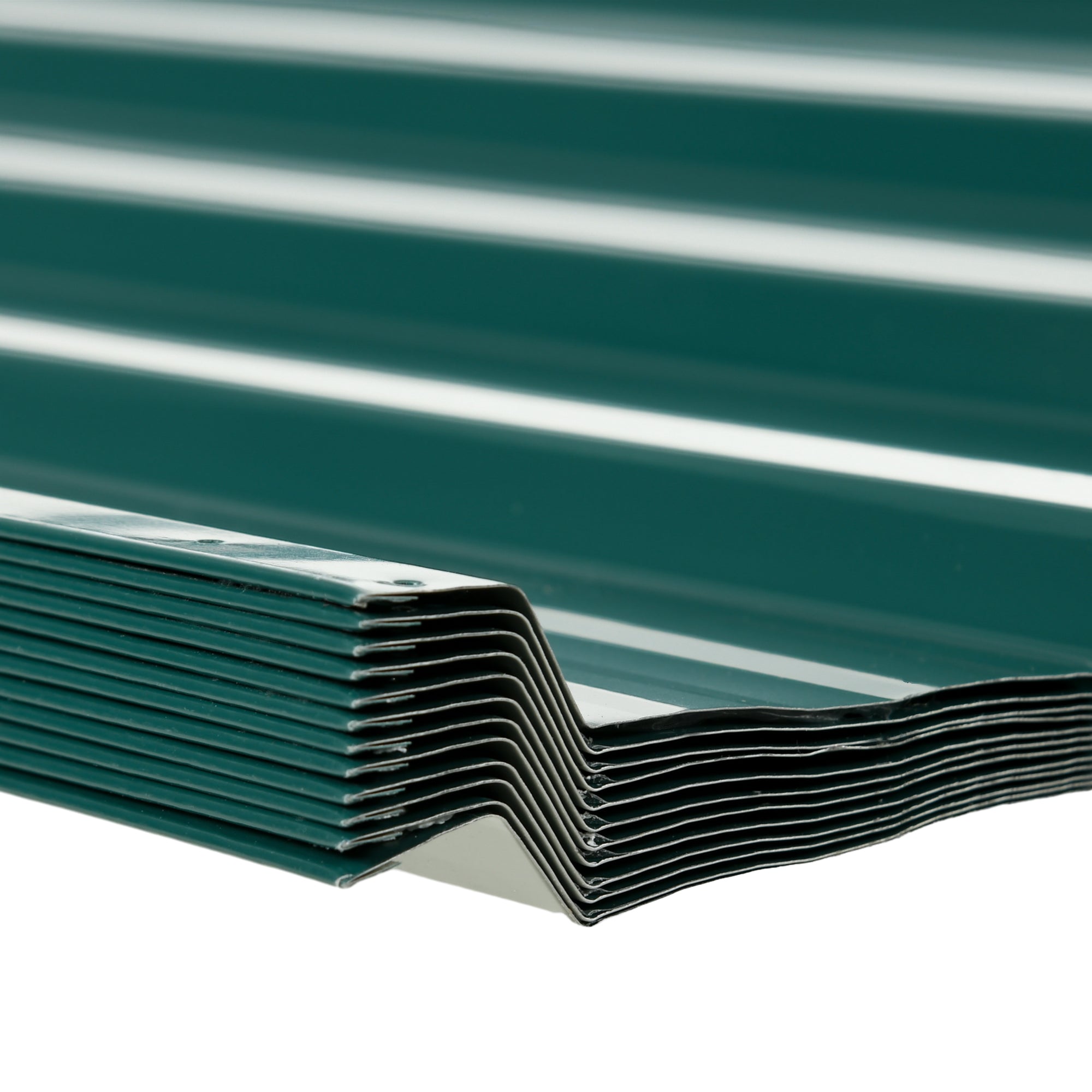 Set of 12 Corrugated Steel Roof Sheet Panels - Green