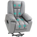 Leathaire Power Lift Recliner Chair with 8-Point Massage - Charcoal Grey