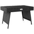 Foldable Outdoor Rattan Side Table with Steel Frame 60x41x41 cm - Black