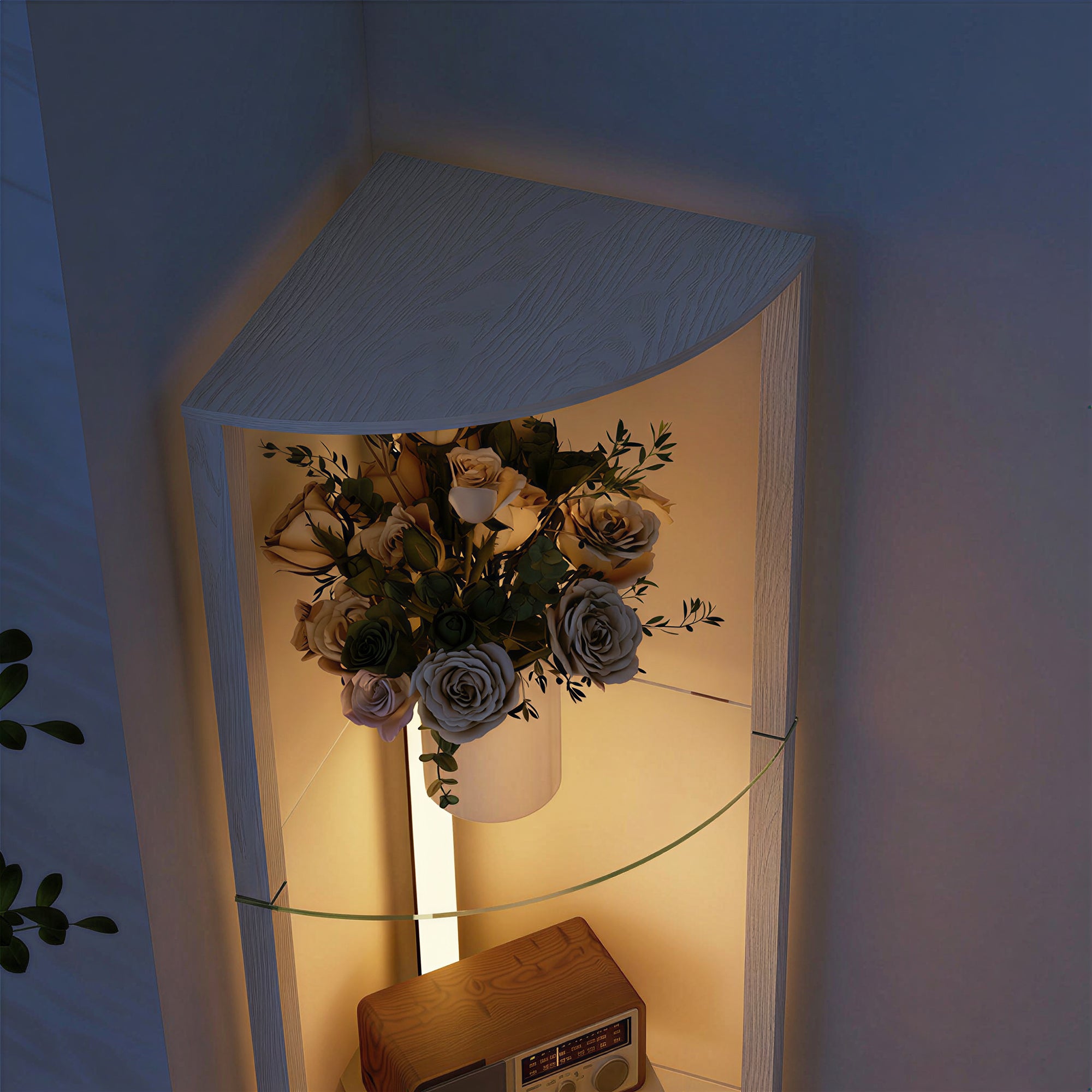 LED Floor Lamp with Shelves, Dimmable Standing Lamp with Foot Switch for Living Room, Bedroom, White