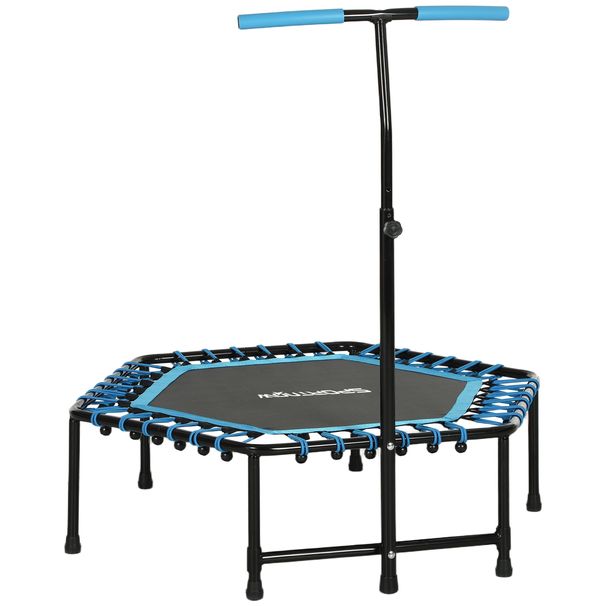 45" Rebounder Trampoline for Adults, Quiet Bungee Rebounder with LED Lights and Adjustable Handle, Blue
