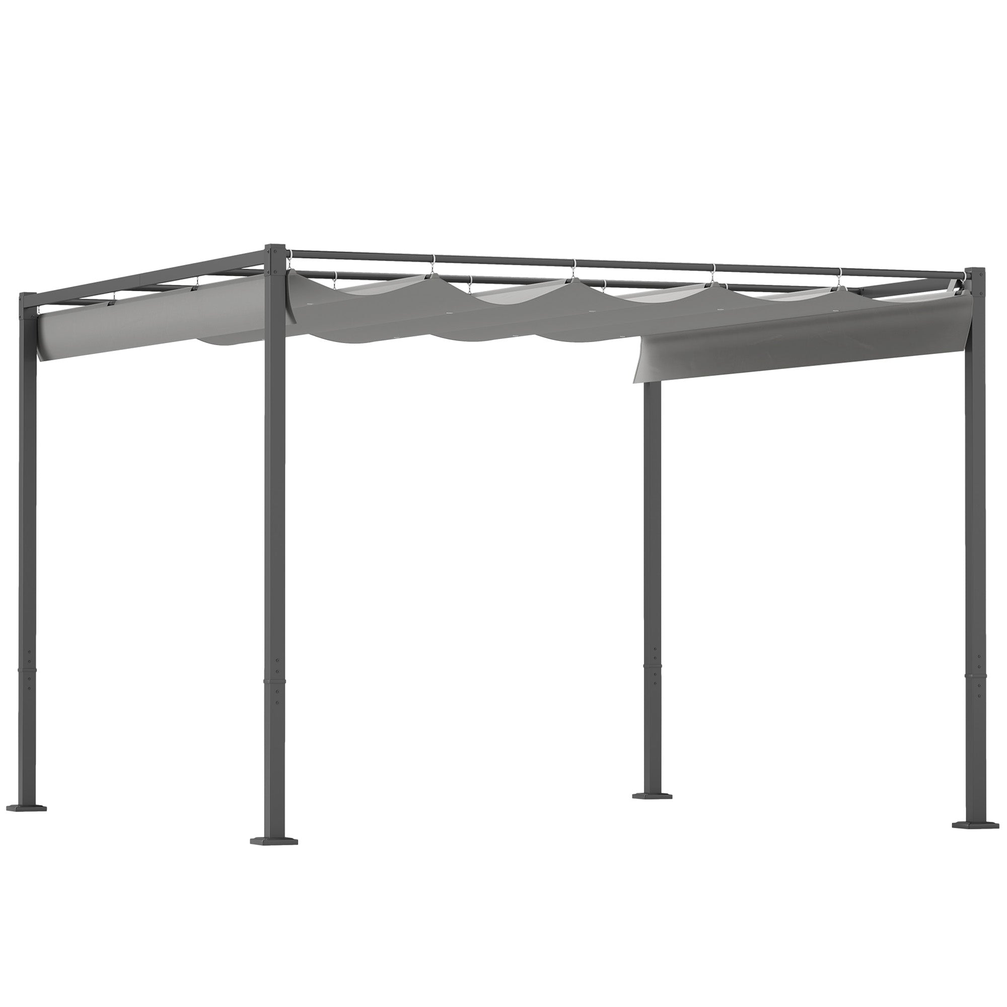3 x 3 Metre Garden Pergola Kit with Retractable UPF30 Canopy - Grey