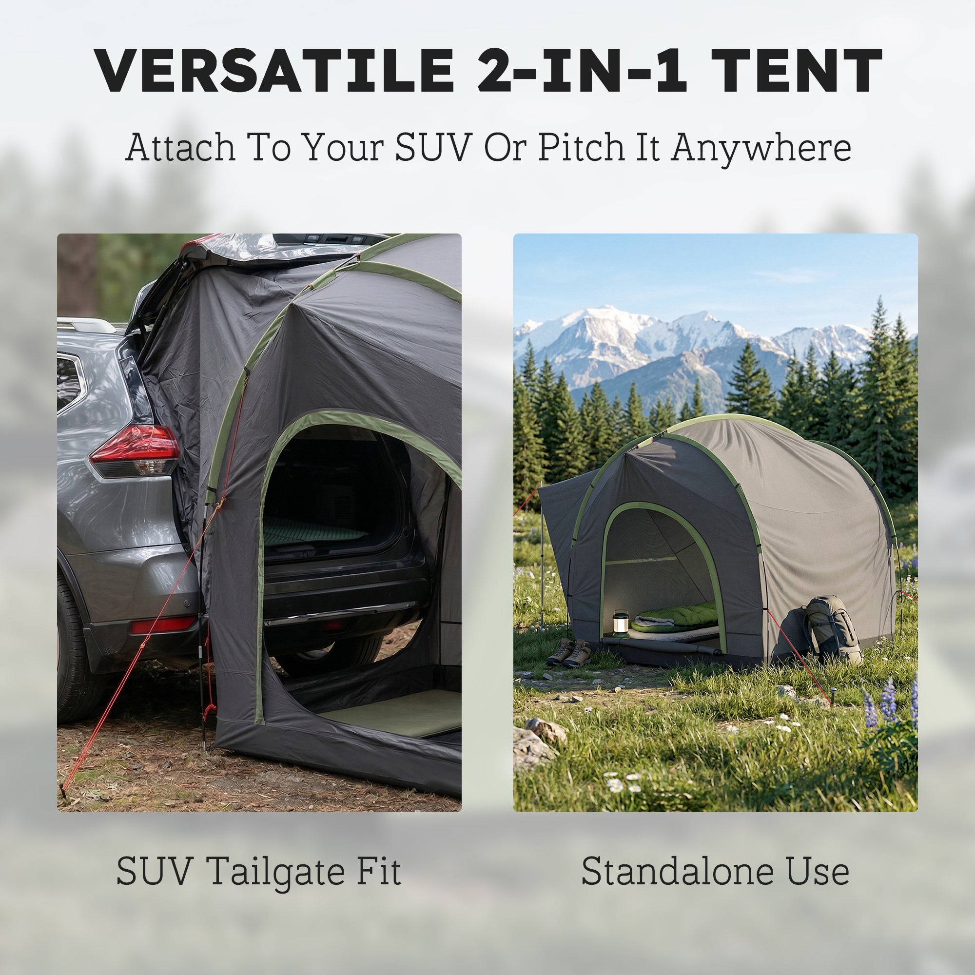Car Tent with 2.35m Stand-Up Height, 3000mm Waterproof Tailgate Tent with Mesh Windows for Family Camping Travelling