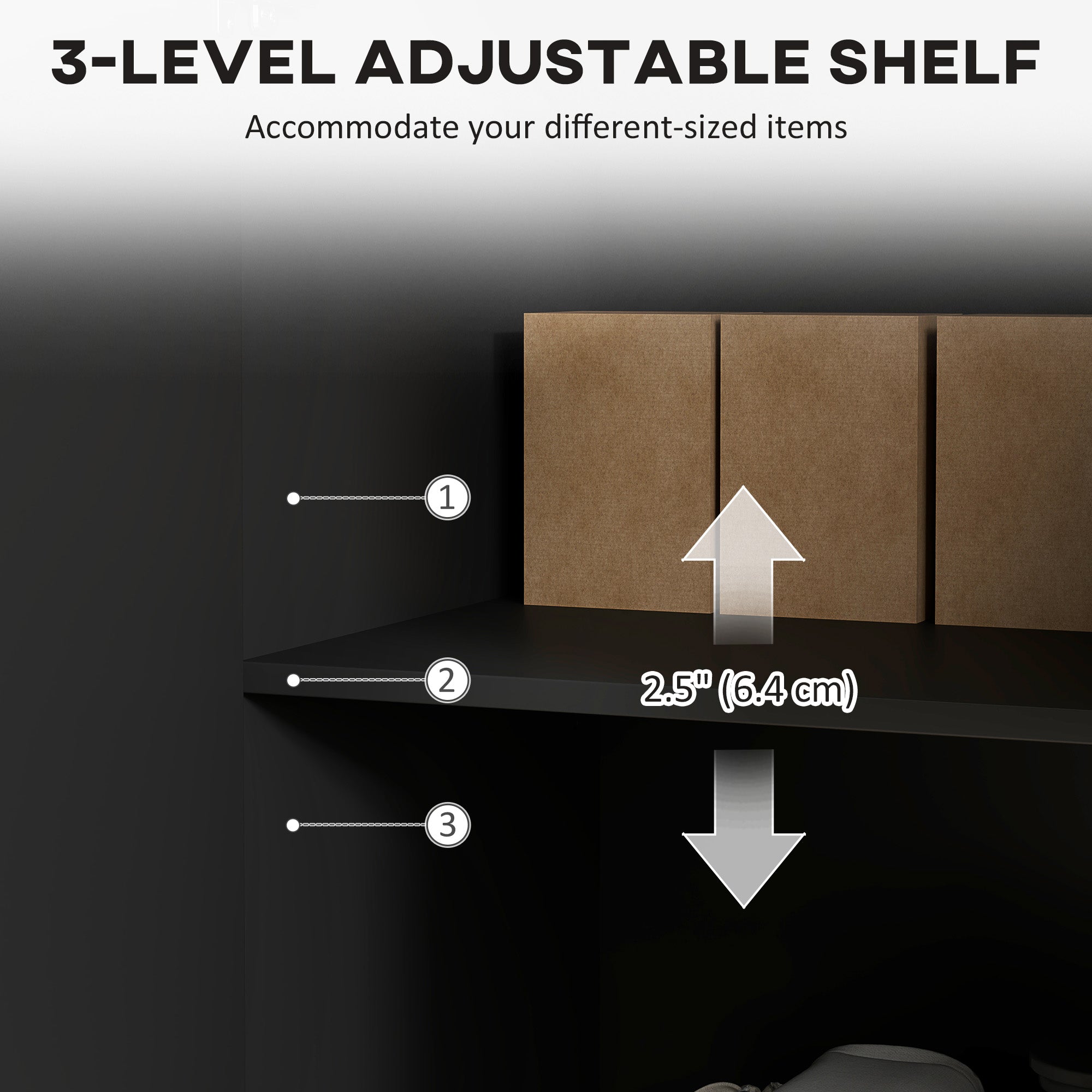 Sideboard Buffet Cabinet, Modern Kitchen Storage Cabinet with Adjustable Shelves and Metal Legs, Black