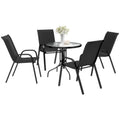 Five-Piece Steel Patio Set with Glass-Top Table - Black