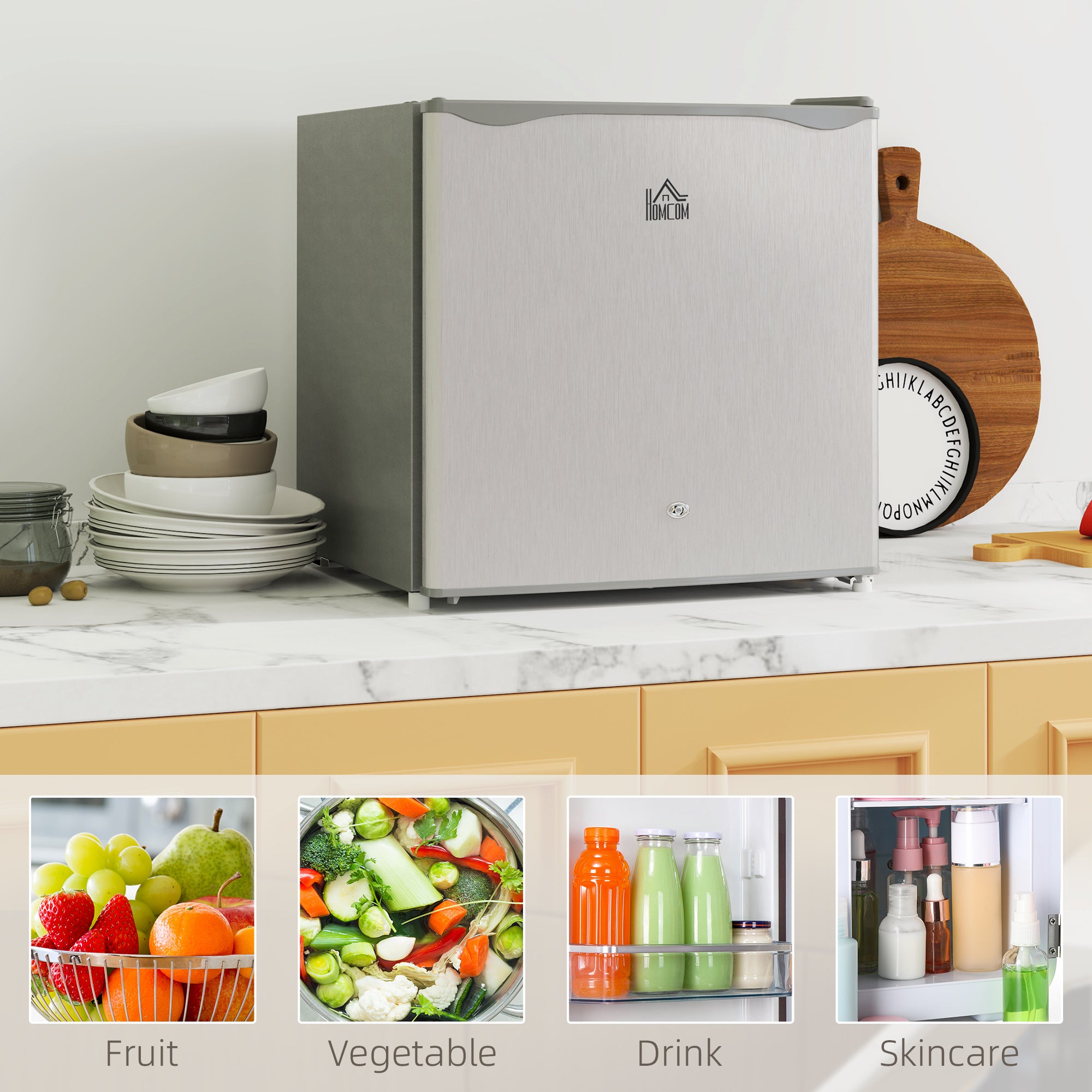 46 Litre Lockable Countertop Fridge - Grey