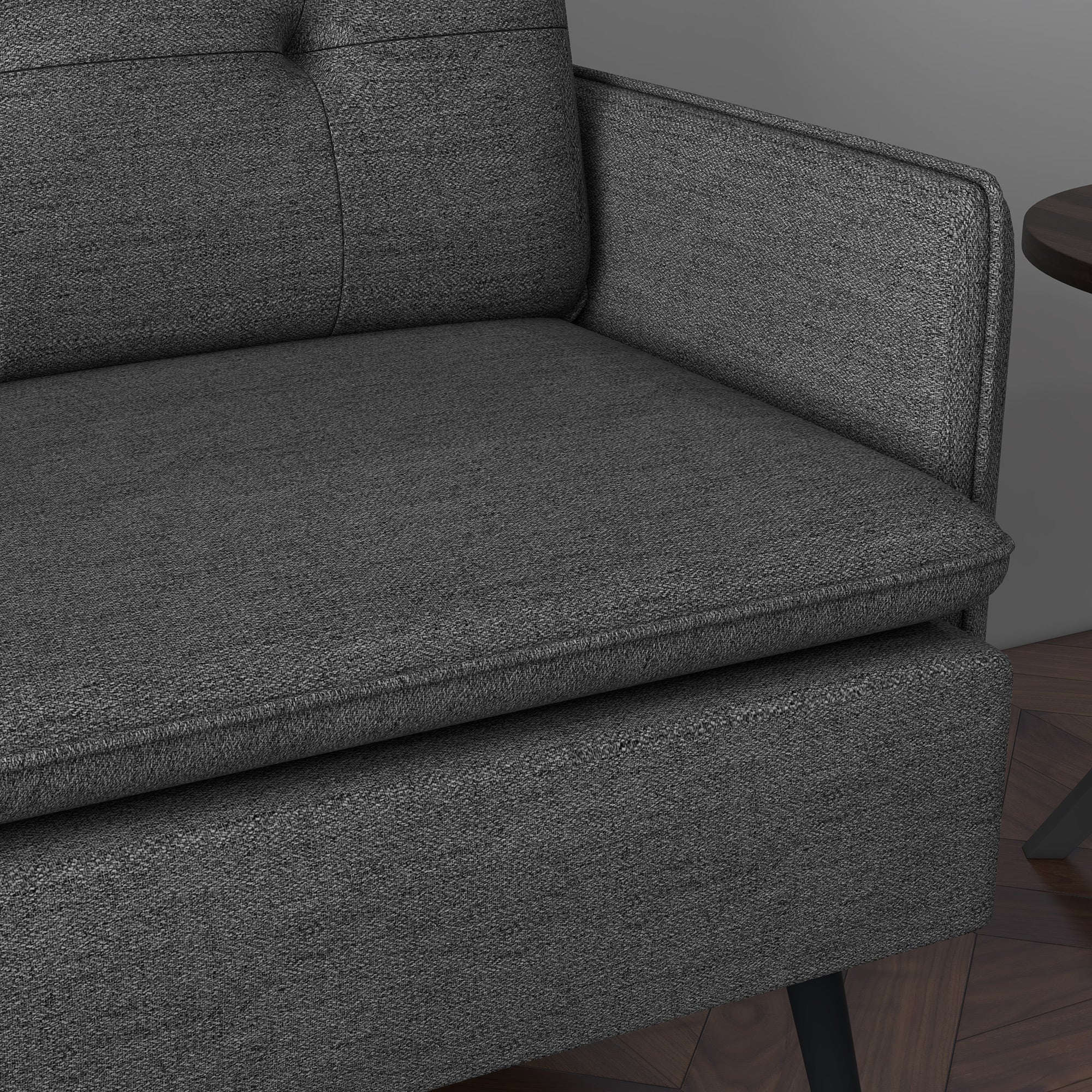 Modern Two Seater Sofa, Button Tufted Loveseat with Cushions and Steel Legs for Living Room, Guest Room, Dark Grey