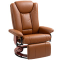 Faux Leather Recliner Chair with Swivel and Footrest - Brown