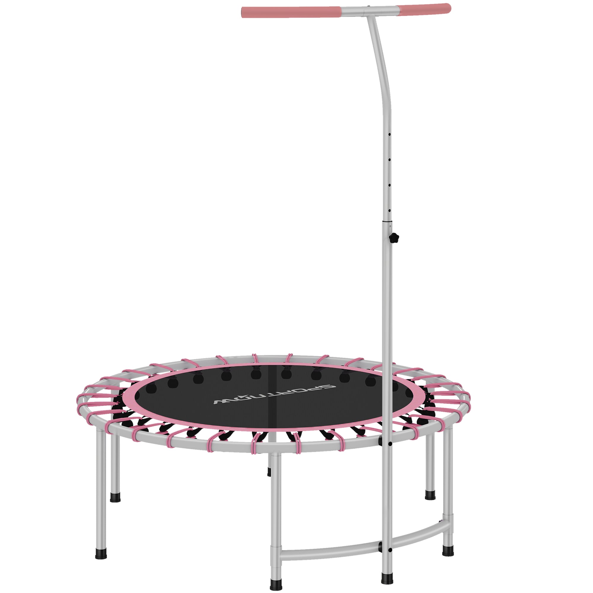40" Fitness Trampoline, Mini Rebounder Trampoline for Adults with 5-Level Adjustable Handle, Indoor Exercise Bungee Rebounder, Max Load 100KG, Pink