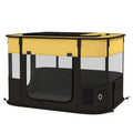 Foldable Portable Dog Pen with Storage Bag and Ground Stakes for Indoor Outdoor Use - Yellow