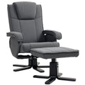 Swivel Recliner Chair with Footstool - Charcoal Grey Velvet