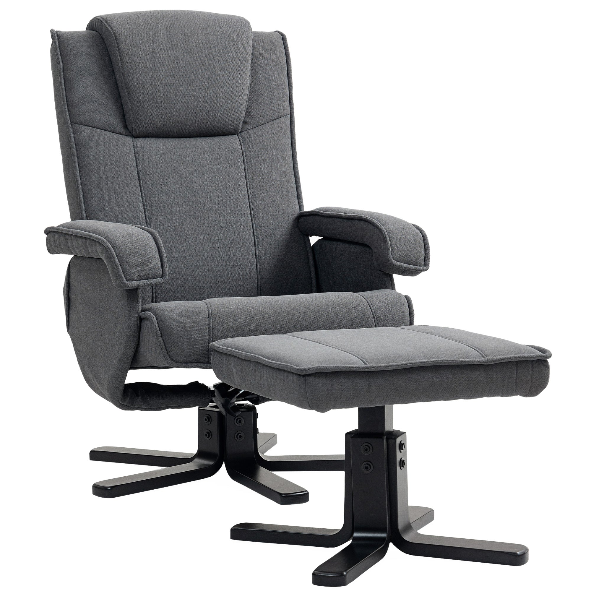 Swivel Recliner Chair with Footstool - Charcoal Grey Velvet