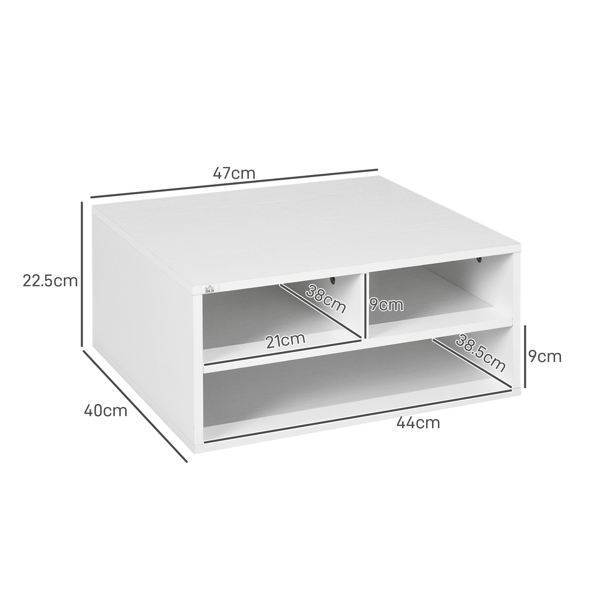 Three-Compartment Printer Storage Cabinet - White