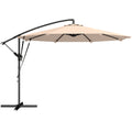 3 m Cantilever Parasol with Protective Cover and Wind Ropes, Banana Parasol with Crank Handle, Khaki